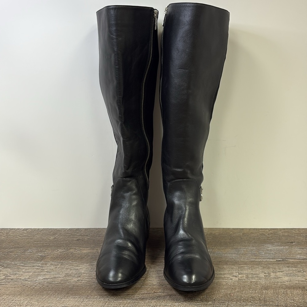 Women’s Michael Kors HAMILTON Stretch Leather Knee High Boots Size 9 - Picture 2 of 10